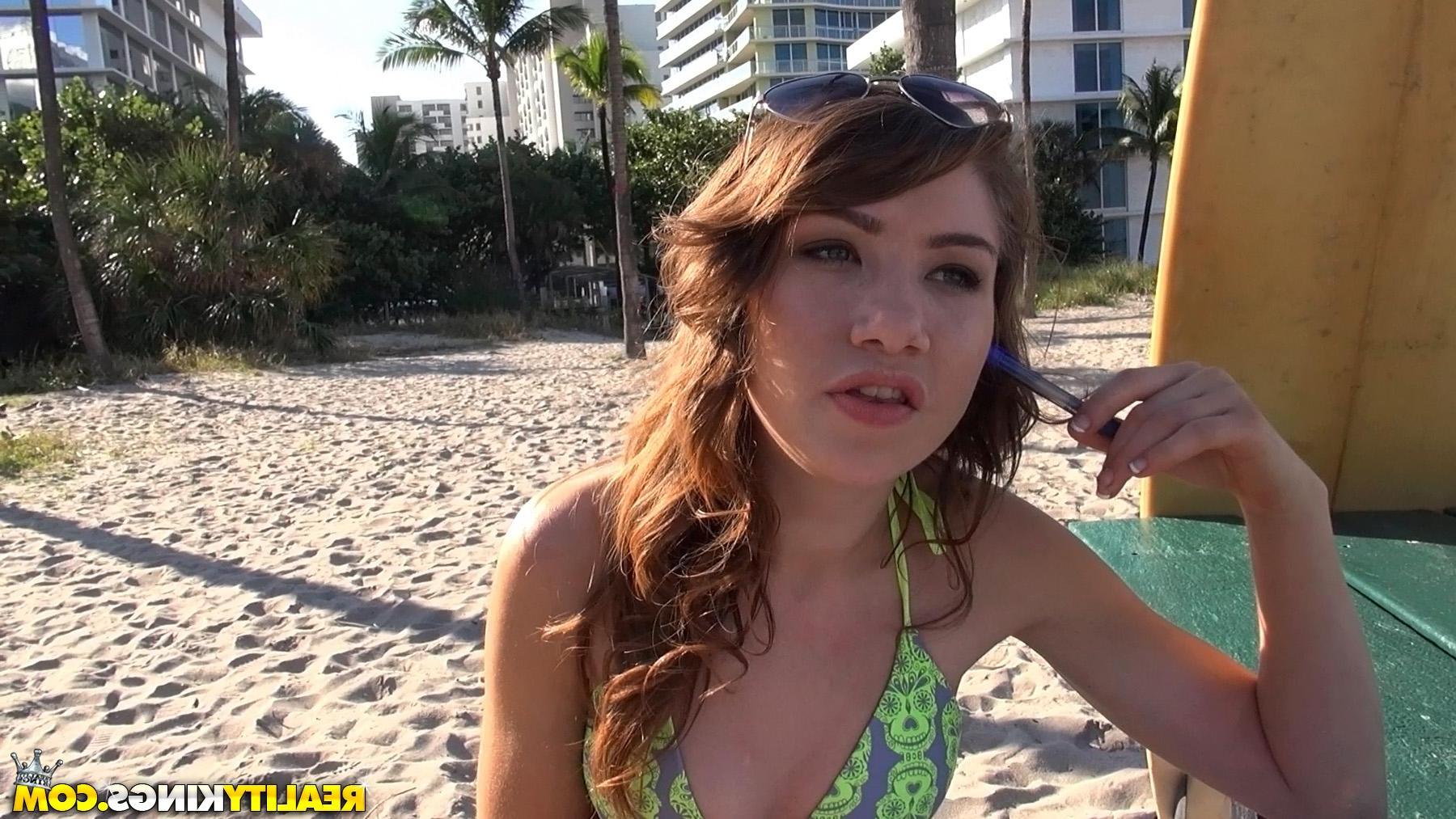 20P Redhead teen Fae meets a stranger on the beach and fucks him
