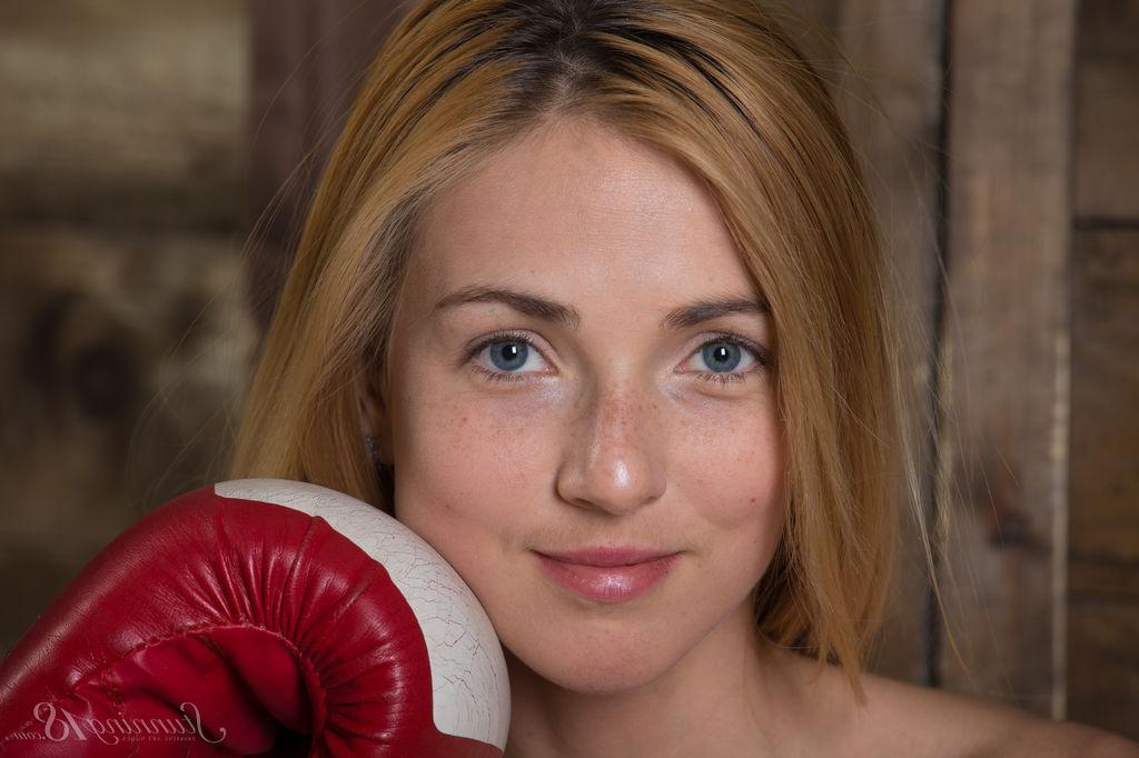 16P Petite blonde teen Ruby will knock you out with her hot body in "Boxer Girl"