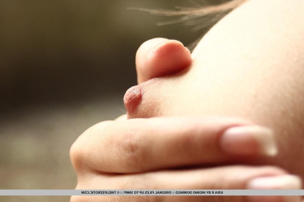 16P Hot pinup Kira R masturbates in her panties while smoking a cigarette