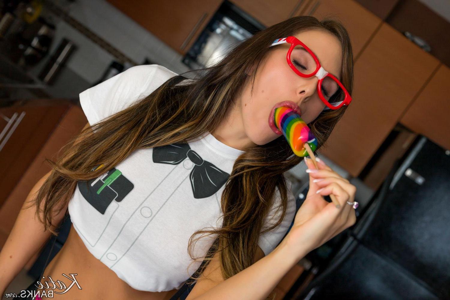 15P Busty hottie Katie Banks gets all nerdy and sexy for you