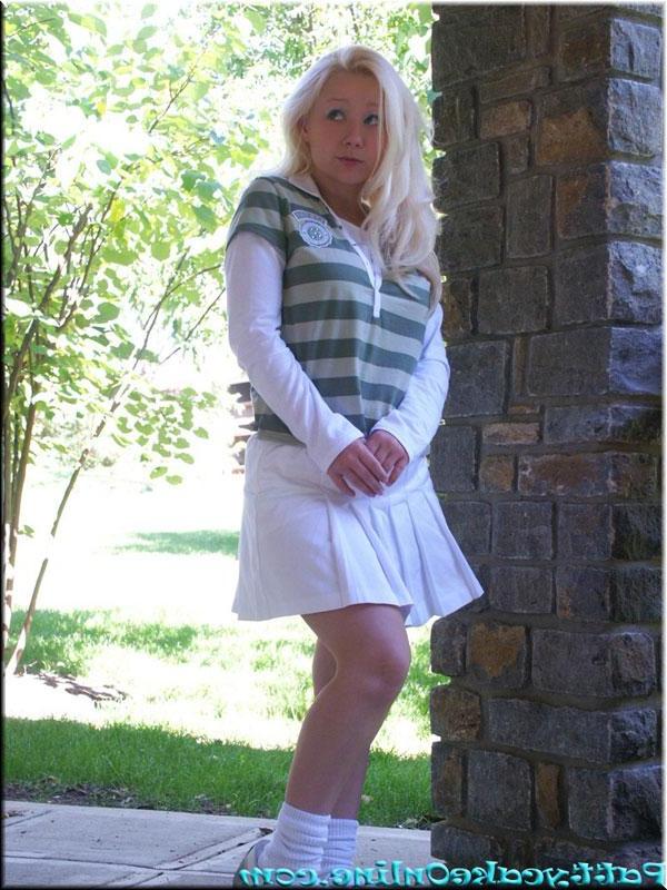 16P Pictures of Pattycake teasing in a skirt and cute green shirt