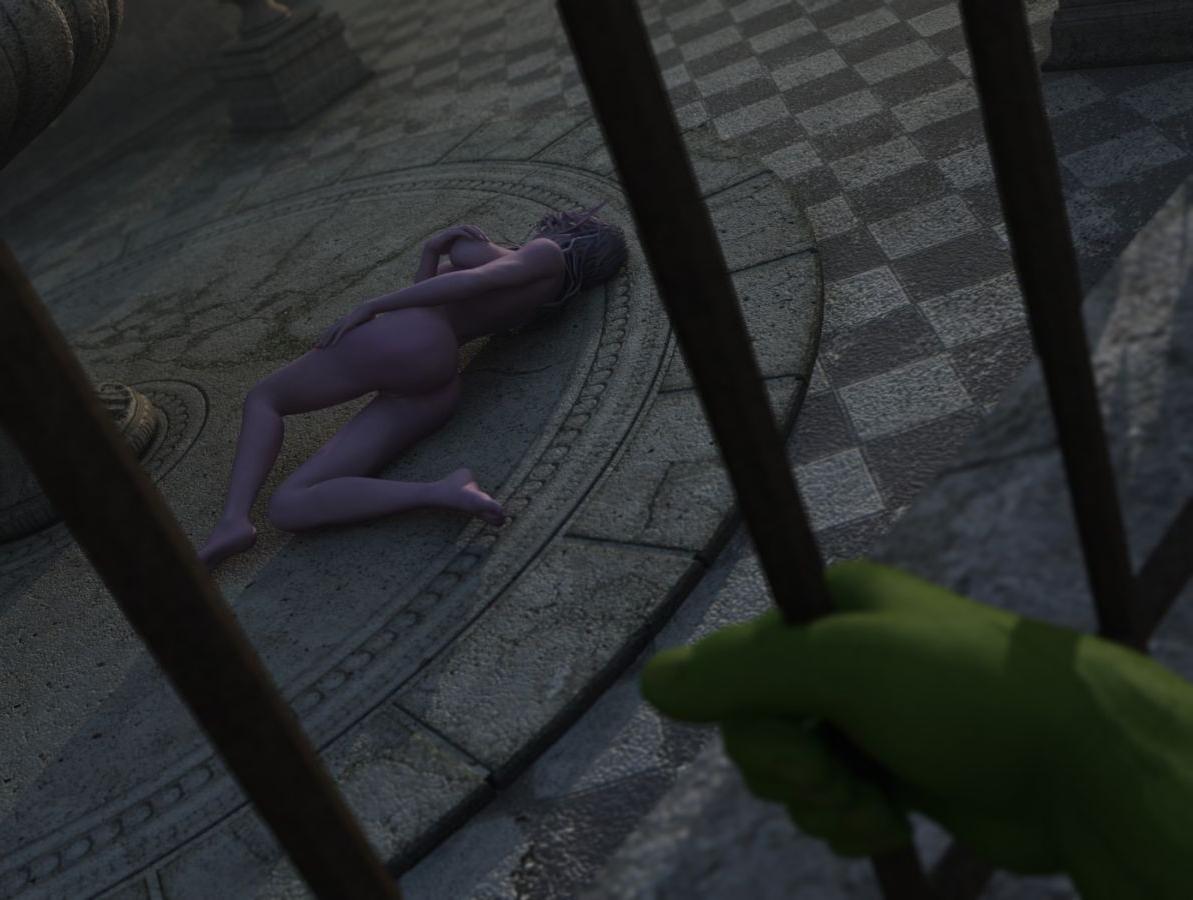 14P Teen elf blowing huge green cock and takes big load of jizz
