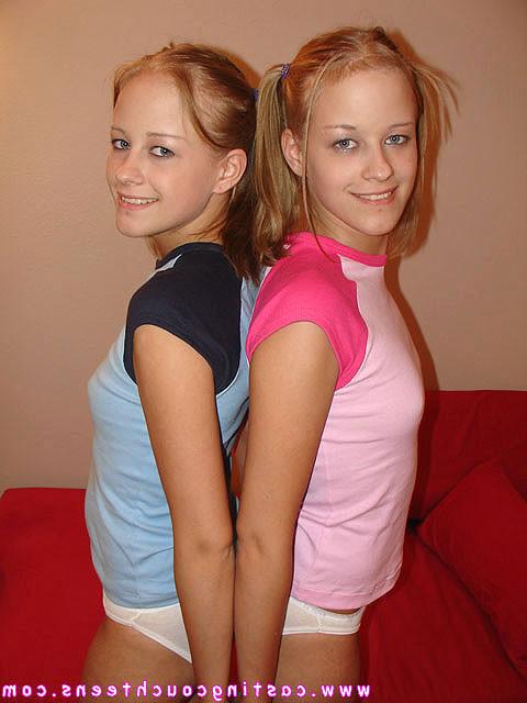 17P Twin teen blondes share a fat cock for a shot at fame