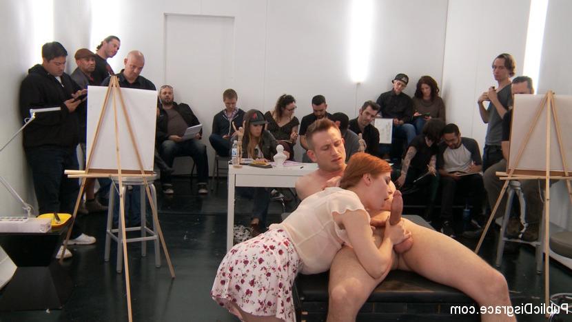 15P Slutty redhead art student Penny Pax gets publicly fucked and humiliated in fron