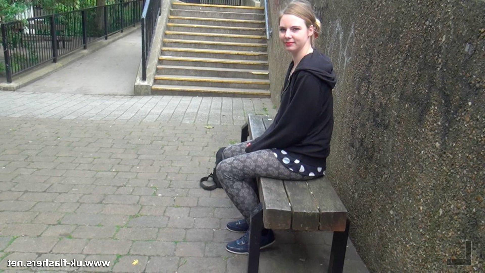 16P Hairy blonde amateur Alice flashes her pussy in public