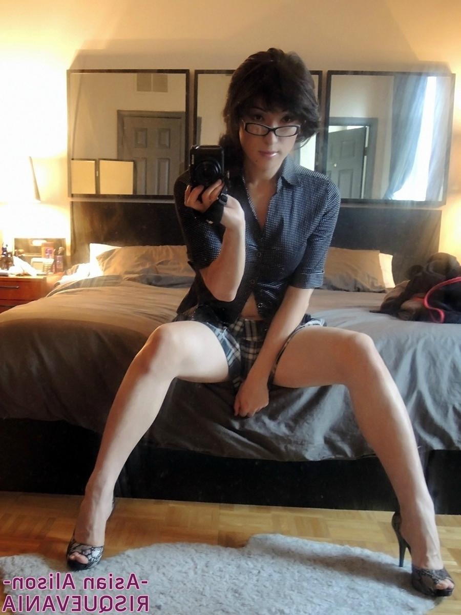 22P Nerdy ladyboy in glasses