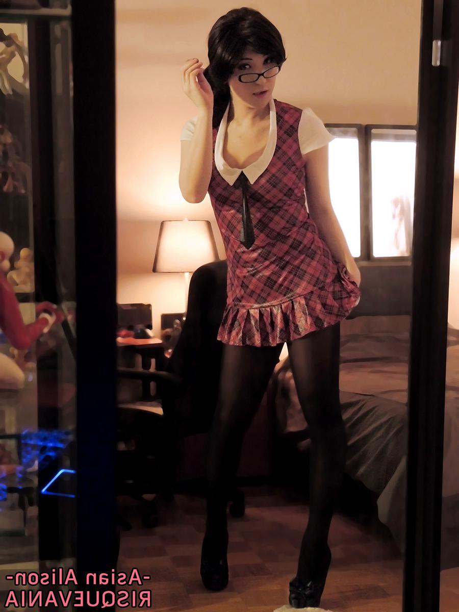 22P Nerdy ladyboy in glasses