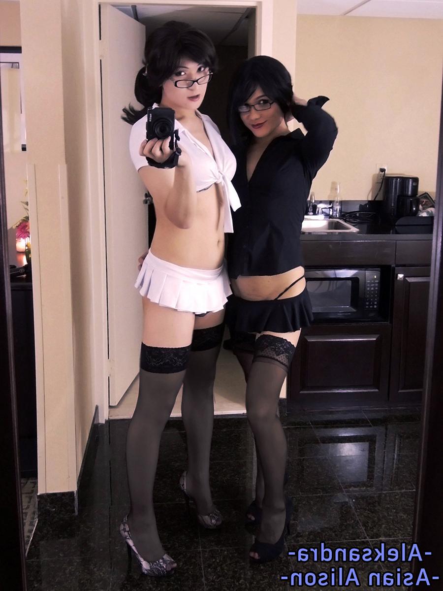 22P Nerdy ladyboy in glasses