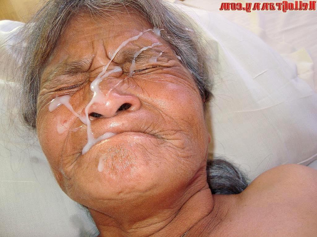 16P Old granny and cum in her face