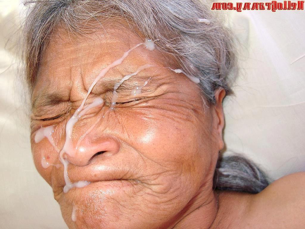 16P Old granny and cum in her face