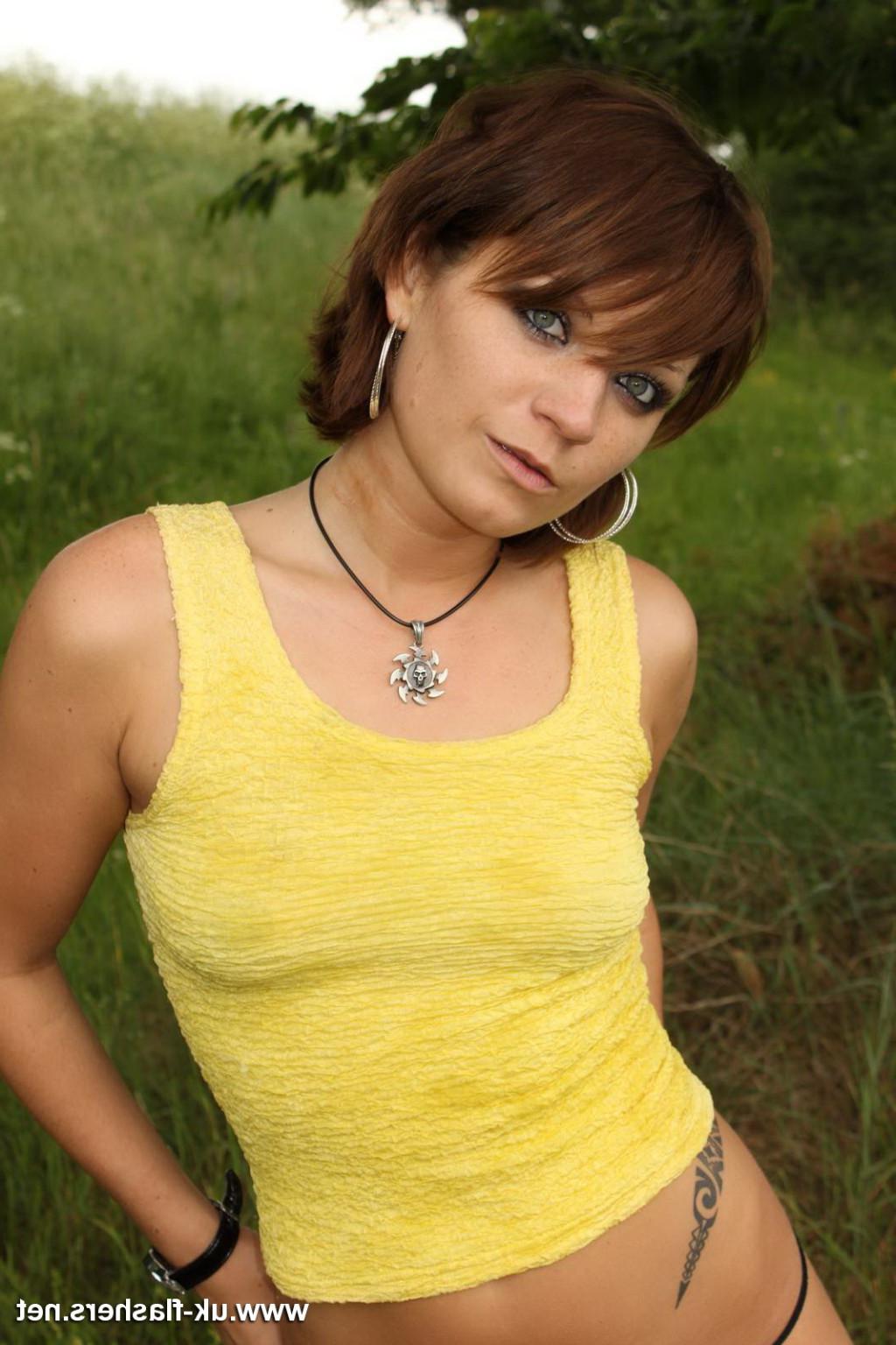 16P Cute amateur redhead Adela exposes herself in the local public p