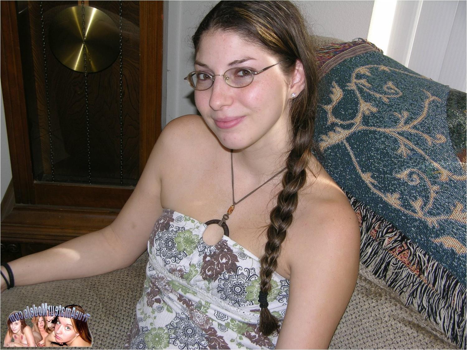 10P Amateur Brunette Freckled Face Teen Wearing Glasses