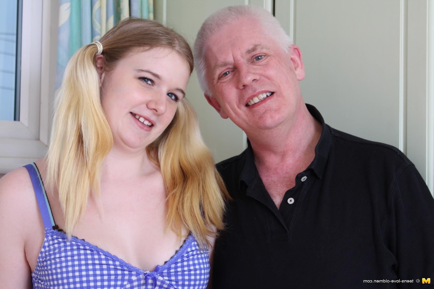 16P British blonde schoolgirl playing with a dirty old man