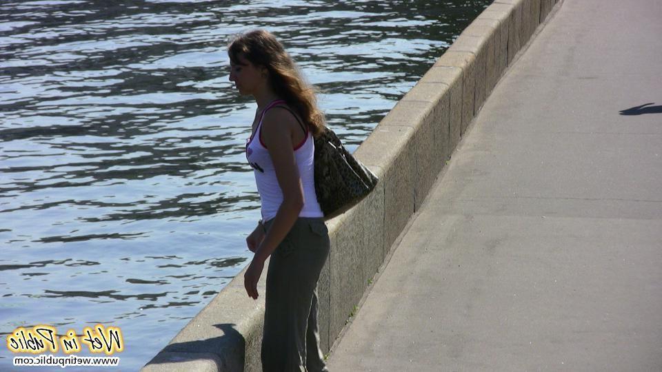 12P Girl wets her pants on a sightseeing tour and changes into a sexy dress