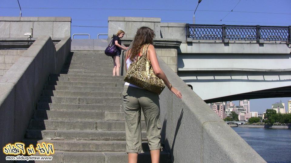 12P Girl wets her pants on a sightseeing tour and changes into a sexy dress