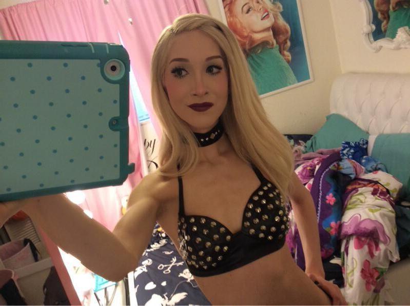 16P Skinny blonde tgirl