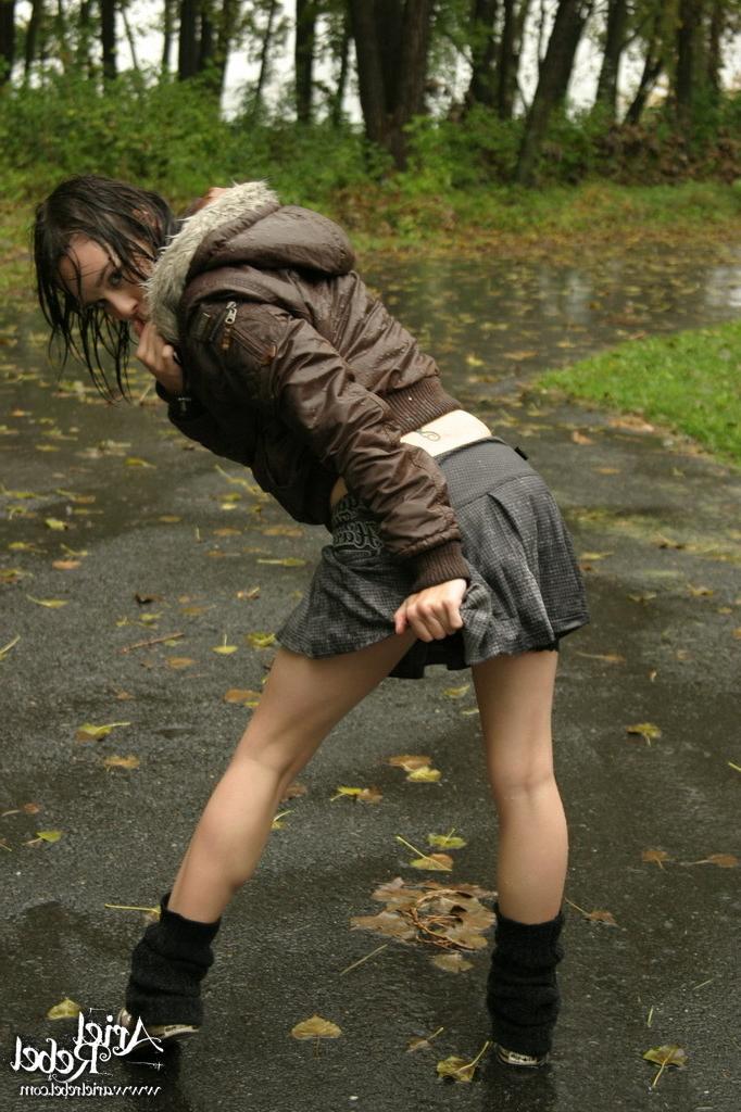 16P Cute teen wet from rain