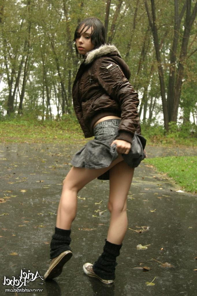 16P Cute teen wet from rain
