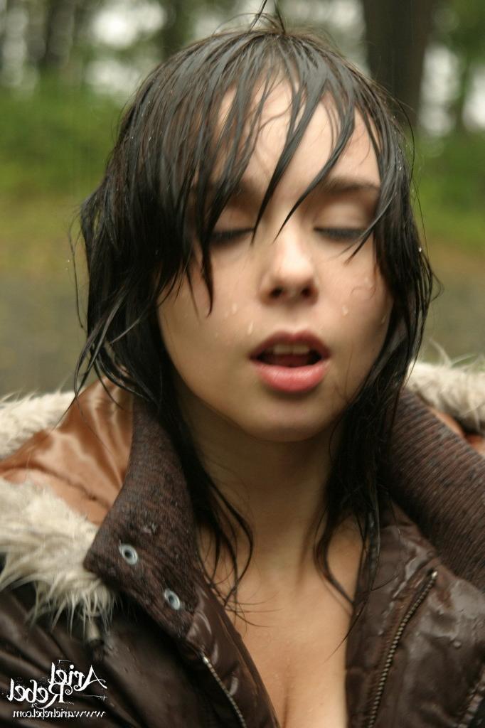 16P Cute teen wet from rain