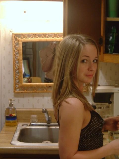 10P Provoking lady tightly pressing her natural boobs