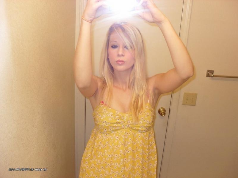 10P Blonde teen cutie modeling her summer dress