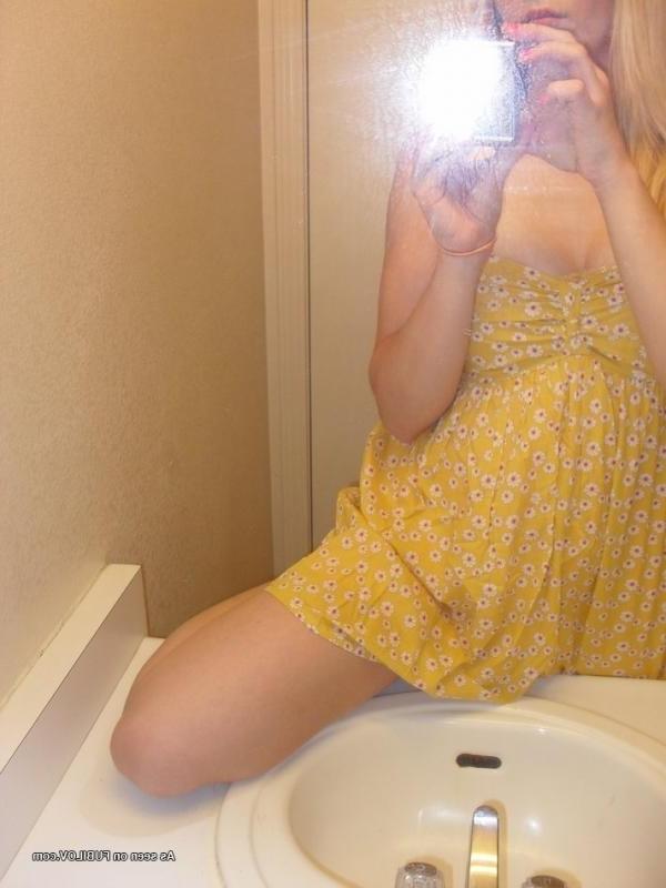 10P Blonde teen cutie modeling her summer dress