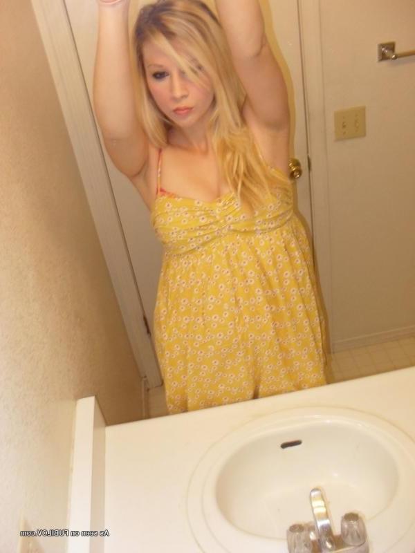 10P Blonde teen cutie modeling her summer dress