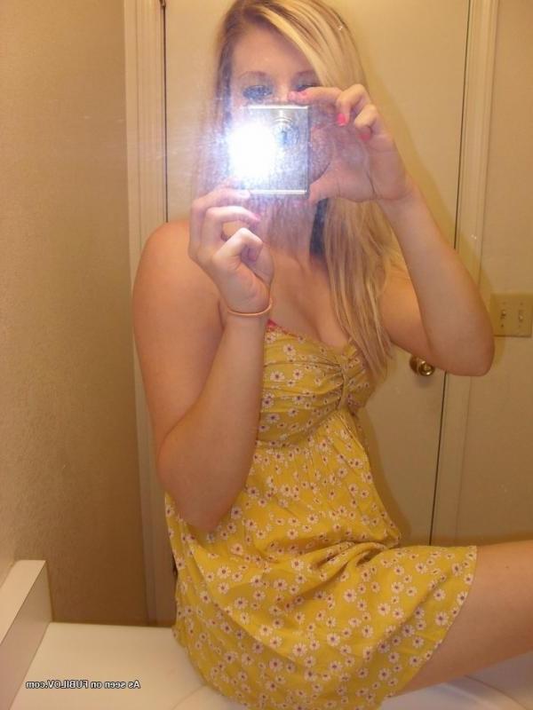 10P Blonde teen cutie modeling her summer dress