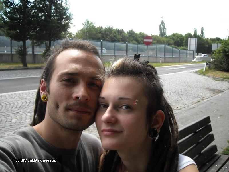 12P Punk girlfriend posing topless while camping with BF