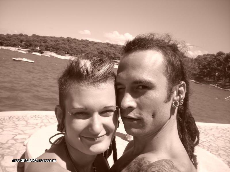 12P Punk girlfriend posing topless while camping with BF