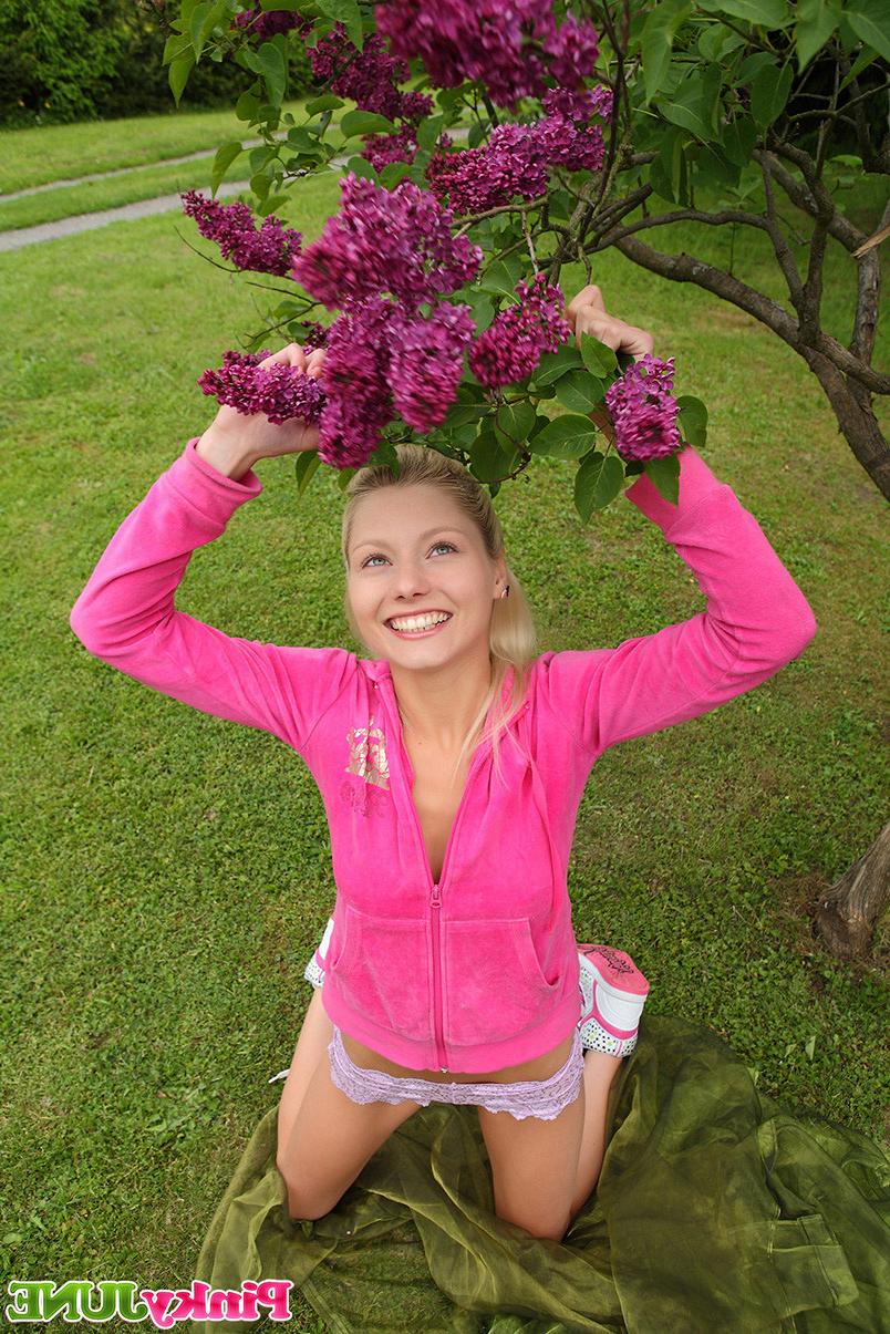 15P Czech teen Pinky June stripping and teasing outdoors