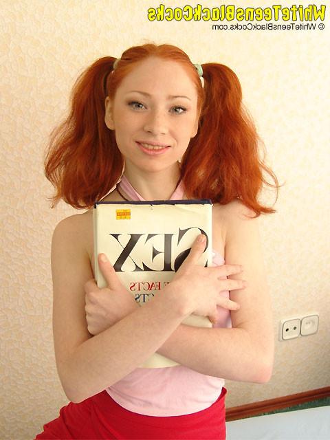13P Redheaded teen can barely fit big black dick in her mouth