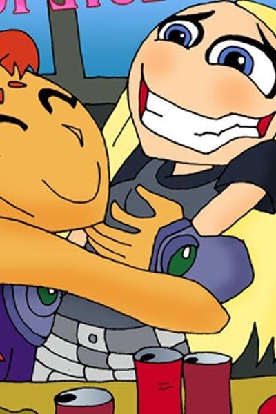 12P Starfire with juicy boobs banged and bursts climax