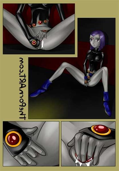 10P Raven rubs pussy while Robin punishes Starfire in the ass