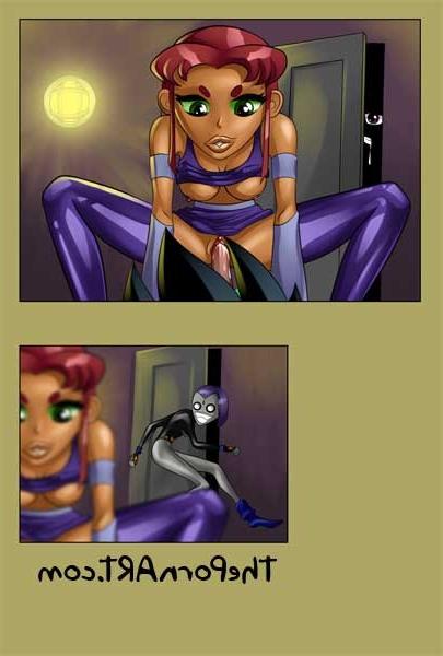 10P Raven rubs pussy while Robin punishes Starfire in the ass