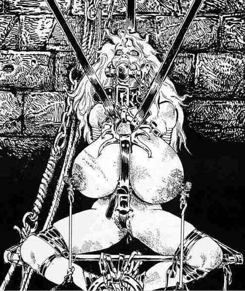 15P bizarre female contortion bondage artwork and fetish drawing