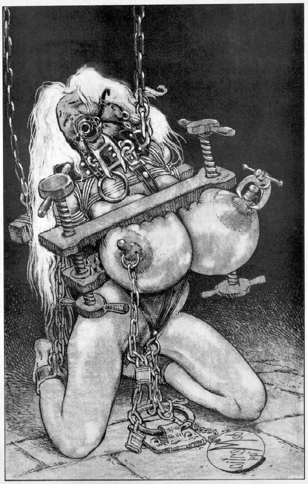 15P bizarre female contortion bondage artwork and fetish drawing