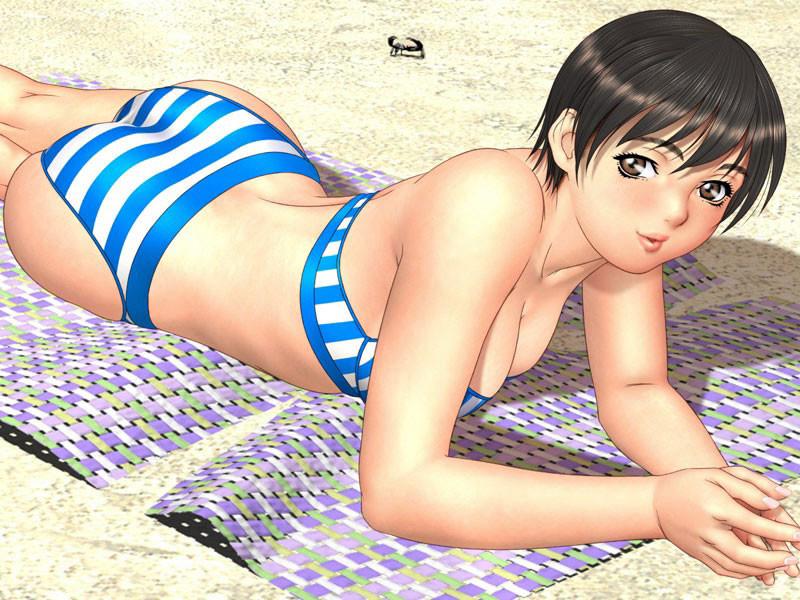 19P Raunchy 70s teen hentai girls modeling swimsuits topless