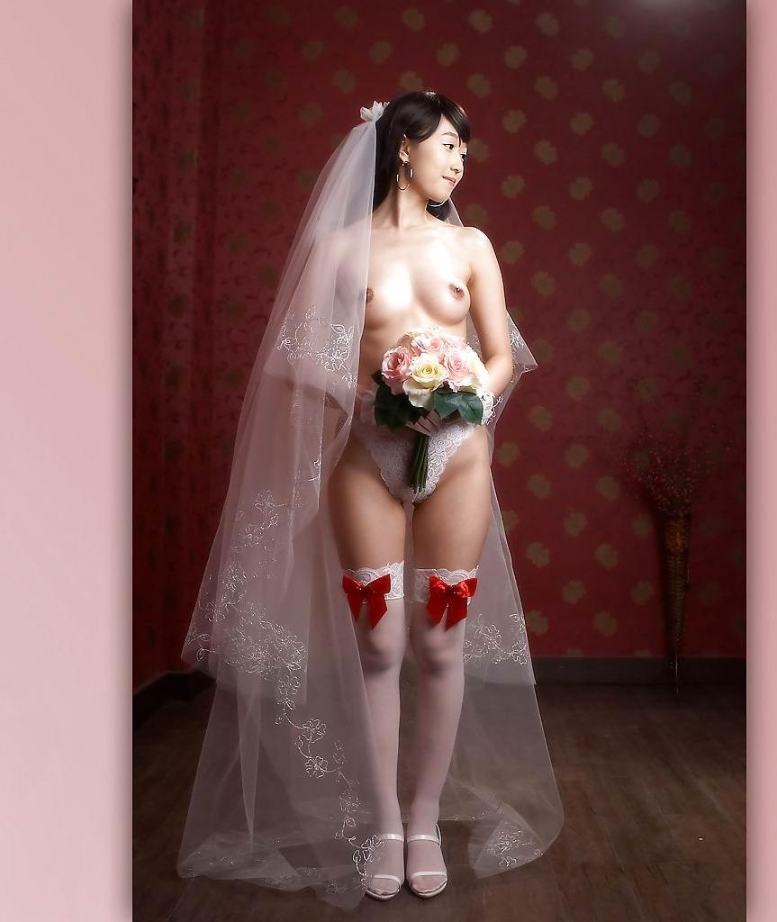 15P hot asian bride in white stockings