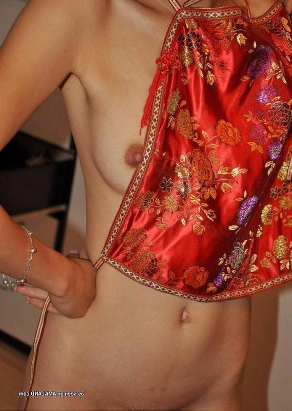 15P Slim Asian GF with bushy twat strips off her sexy lingerie