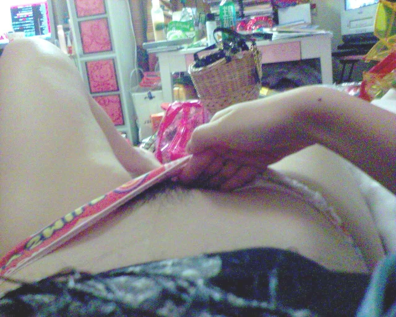 14P Asian honey with cute panties shows off pussy
