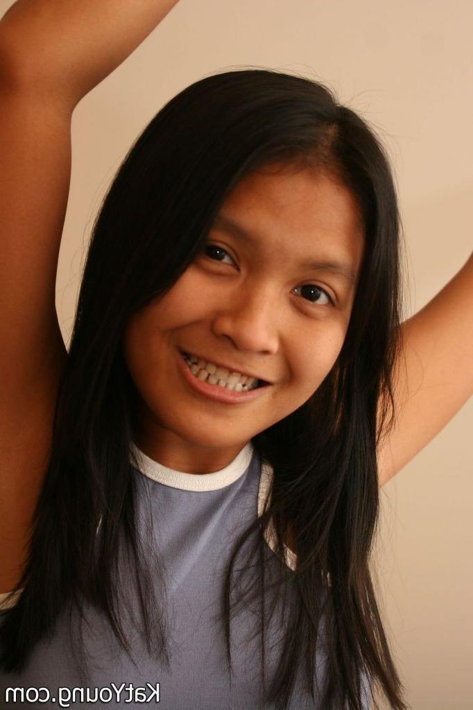 16P Kat Young :: Asian teenie Kat doing her morning exercises topless