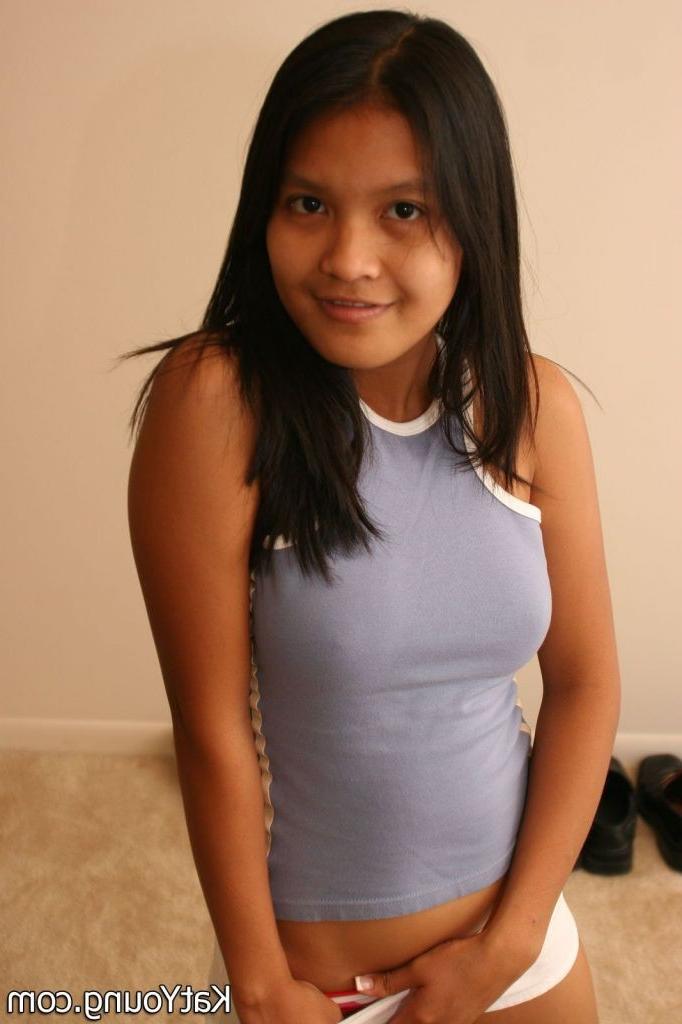 16P Kat Young :: Asian teenie Kat doing her morning exercises topless