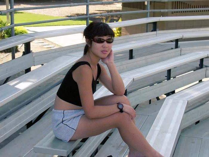 16P Cute Hairy Asian Chick Jade Flashing Outdoors in Public