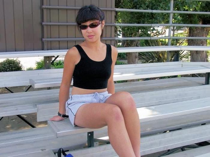16P Cute Hairy Asian Chick Jade Flashing Outdoors in Public