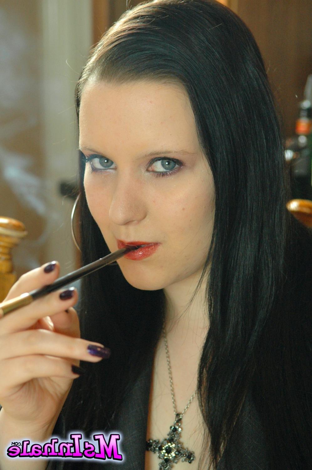 15P Kinky smoking fetish babe MsInhale smoking a pink cigarette