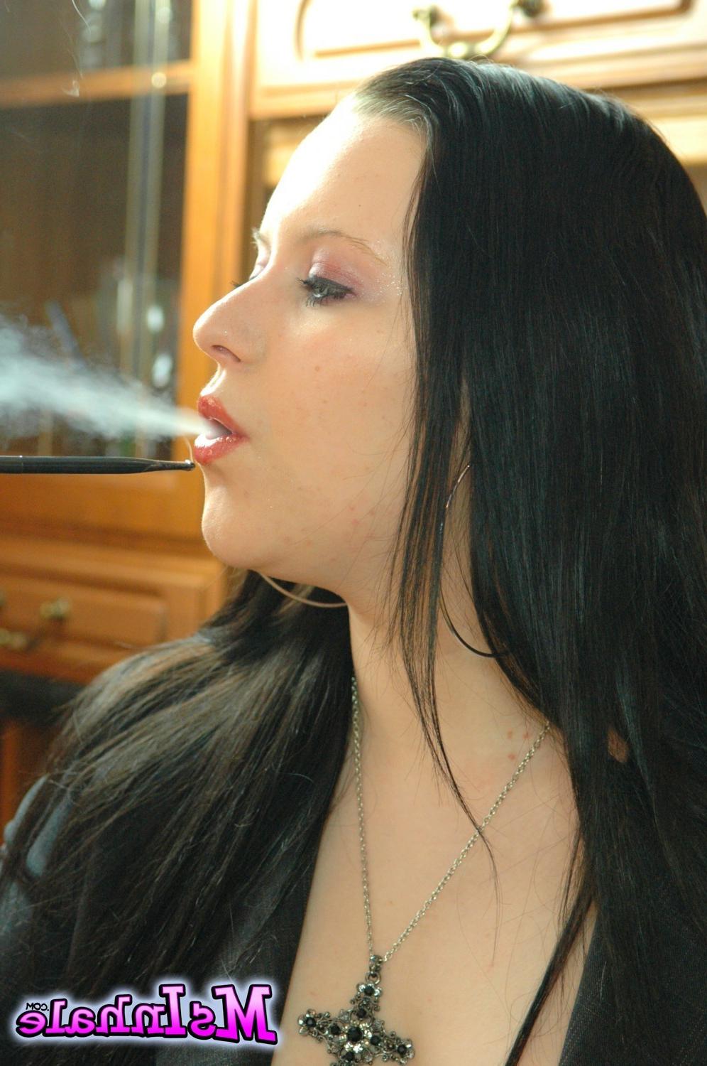 15P Kinky smoking fetish babe MsInhale smoking a pink cigarette