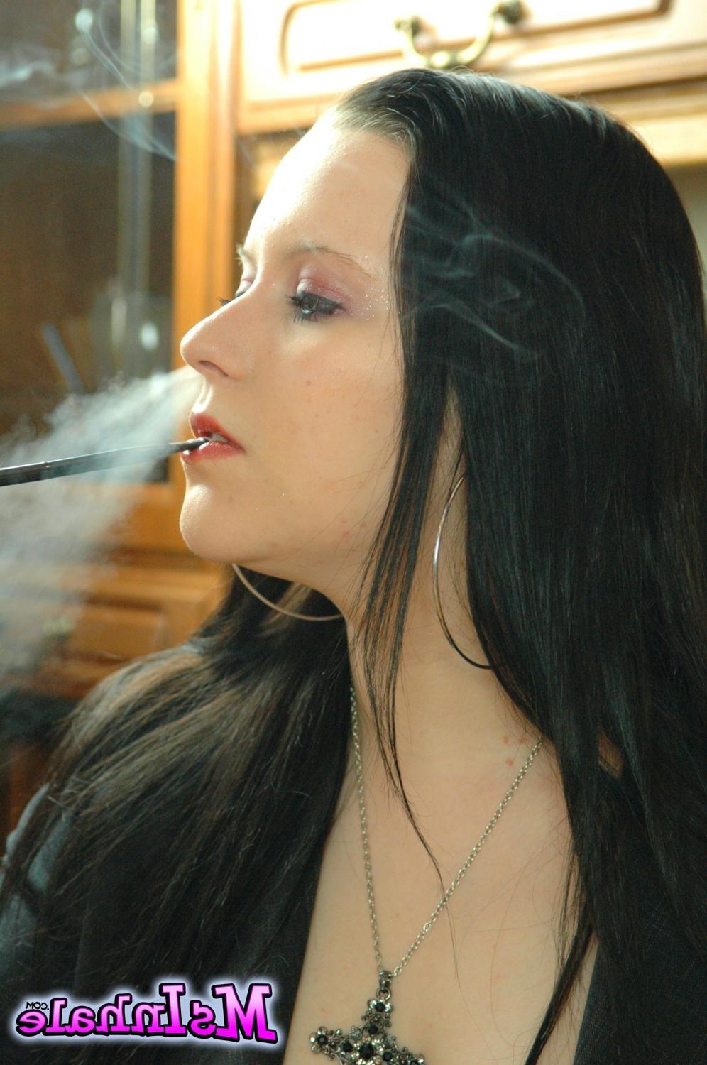 15P Kinky smoking fetish babe MsInhale smoking a pink cigarette