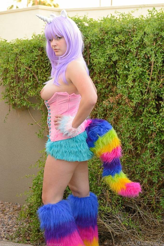 15P Halloween cosplay as the furry and busty unicorn girl