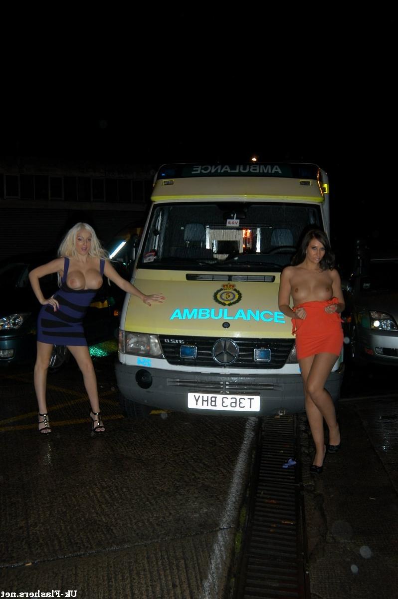 16P Firebrigade flashing and big tits nude in public by uk pornstars Gemma Maddock a